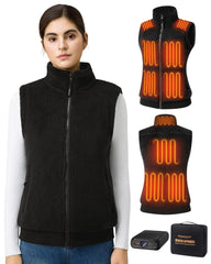 Topdot fuzzy fleece heated vest front view delivering all-day warmth for outdoor activities.