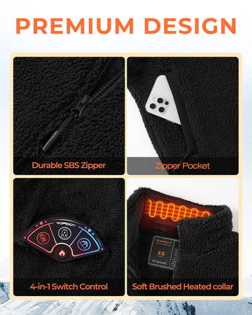 Topdot fleece heated vest external pockets for secure everyday storage