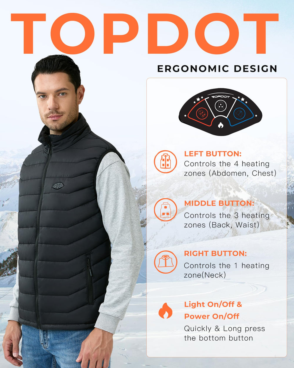 Topdot heated vest packaging ready as a thoughtful gift for outdoors lovers.