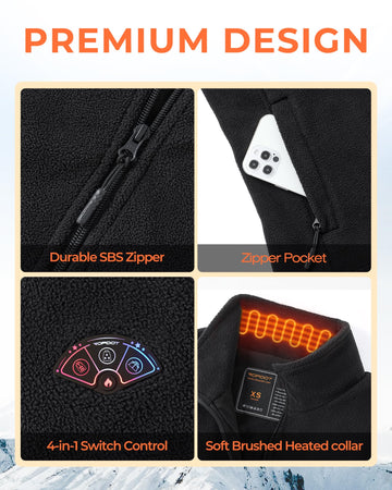 Topdot heated vest women fleece fabric offers soft warmth against skin.