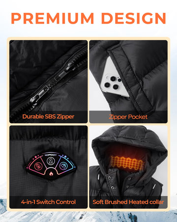 Topdot vest highlighting 10 heating zones for targeted warmth.