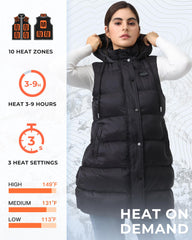 Topdot vest with hood offers extra weather protection in cold outdoor weather.