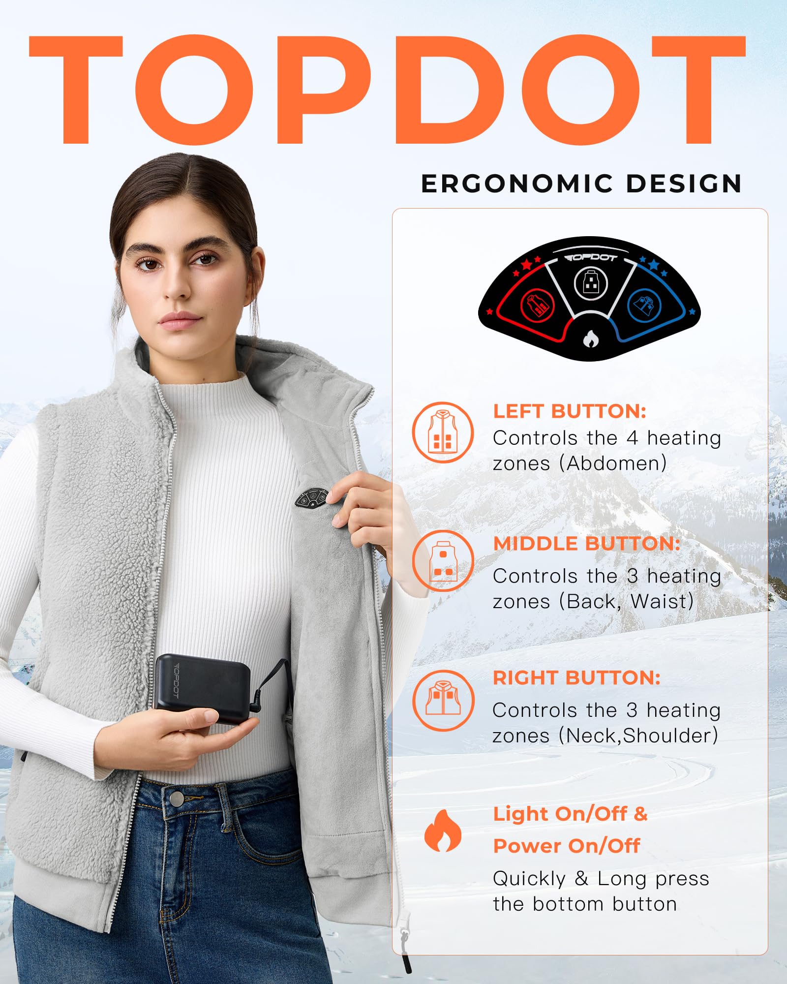 Topdot machine-washable heated vest for easy care