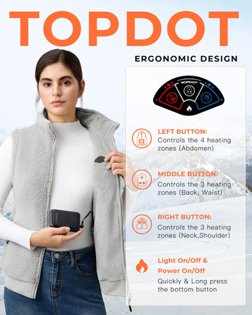 Topdot machine-washable heated vest for easy care
