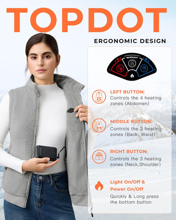 Topdot vest exterior pocket zipper keeps essentials secure in winter wear.