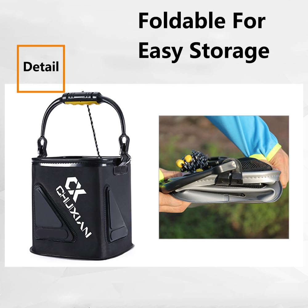 TopHomer Foldable Fish Bait Bucket includes 5m nylon rope for versatile use.