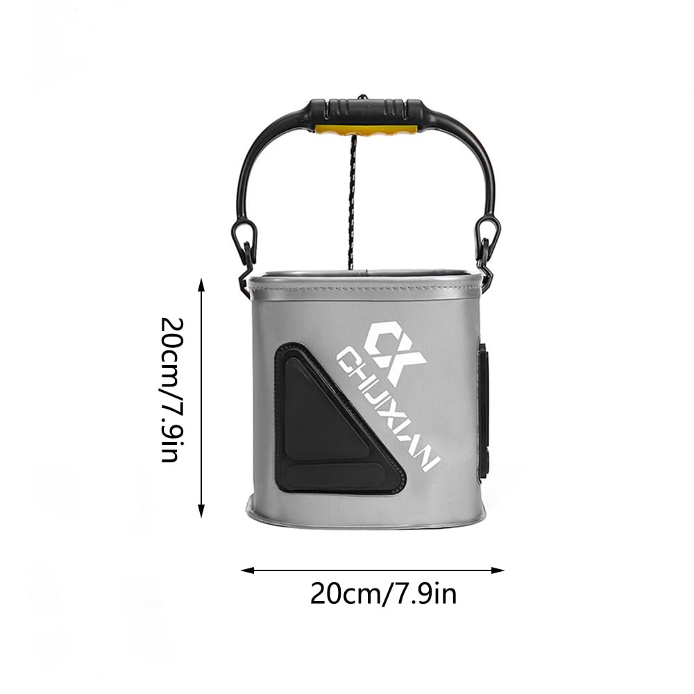 TopHomer Gray Foldable Bait Bucket is portable and travel-ready.