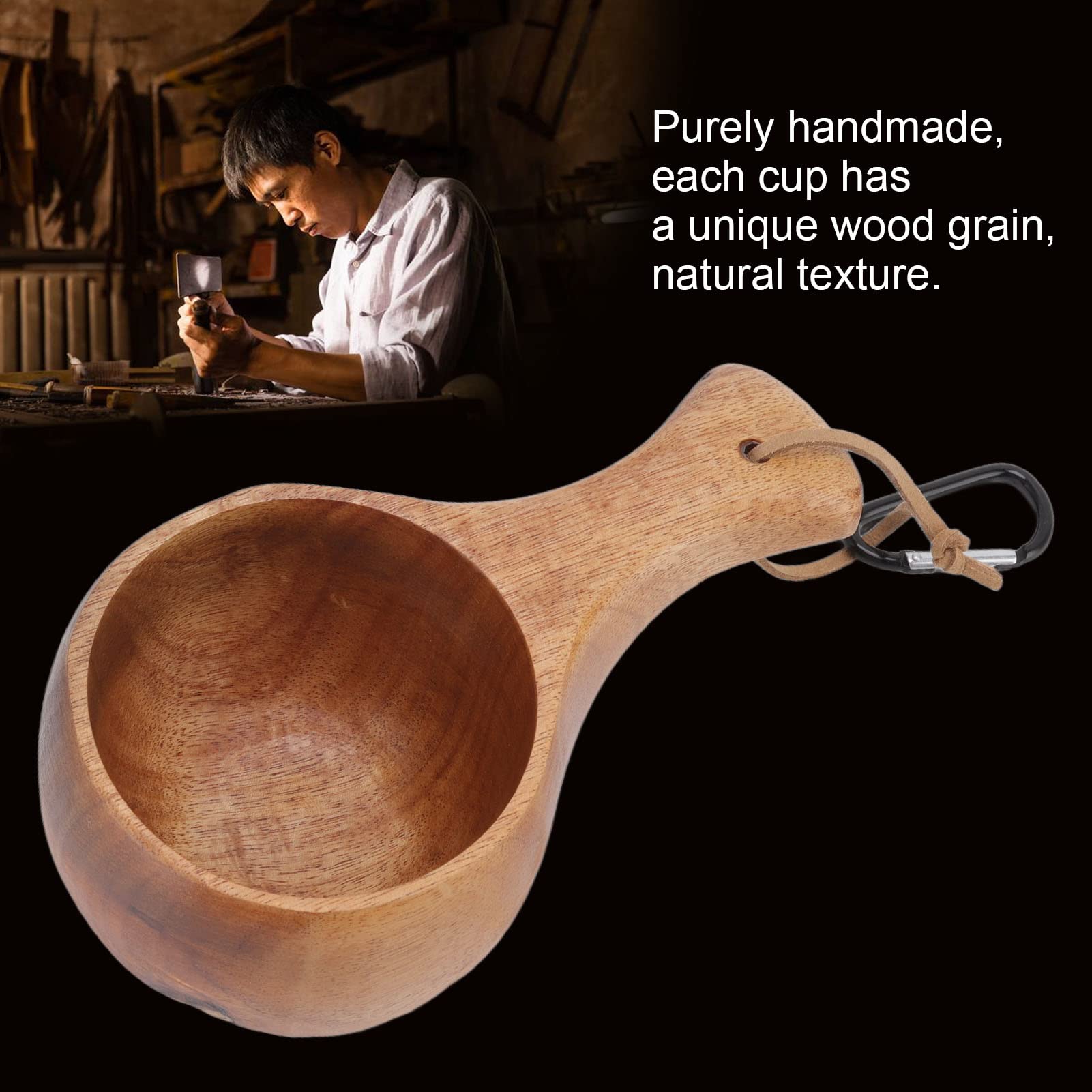 TOPINCN acacia wood coffee mug with food-grade finish.