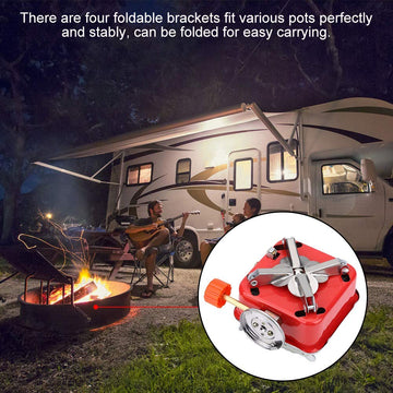 Topincn camping stove with four foldable brackets secures pots.