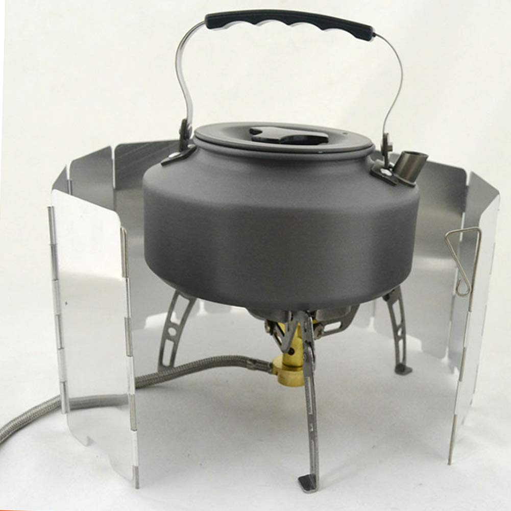 Adjustable plates configuration fits different stove sizes for versatile outdoor cooking