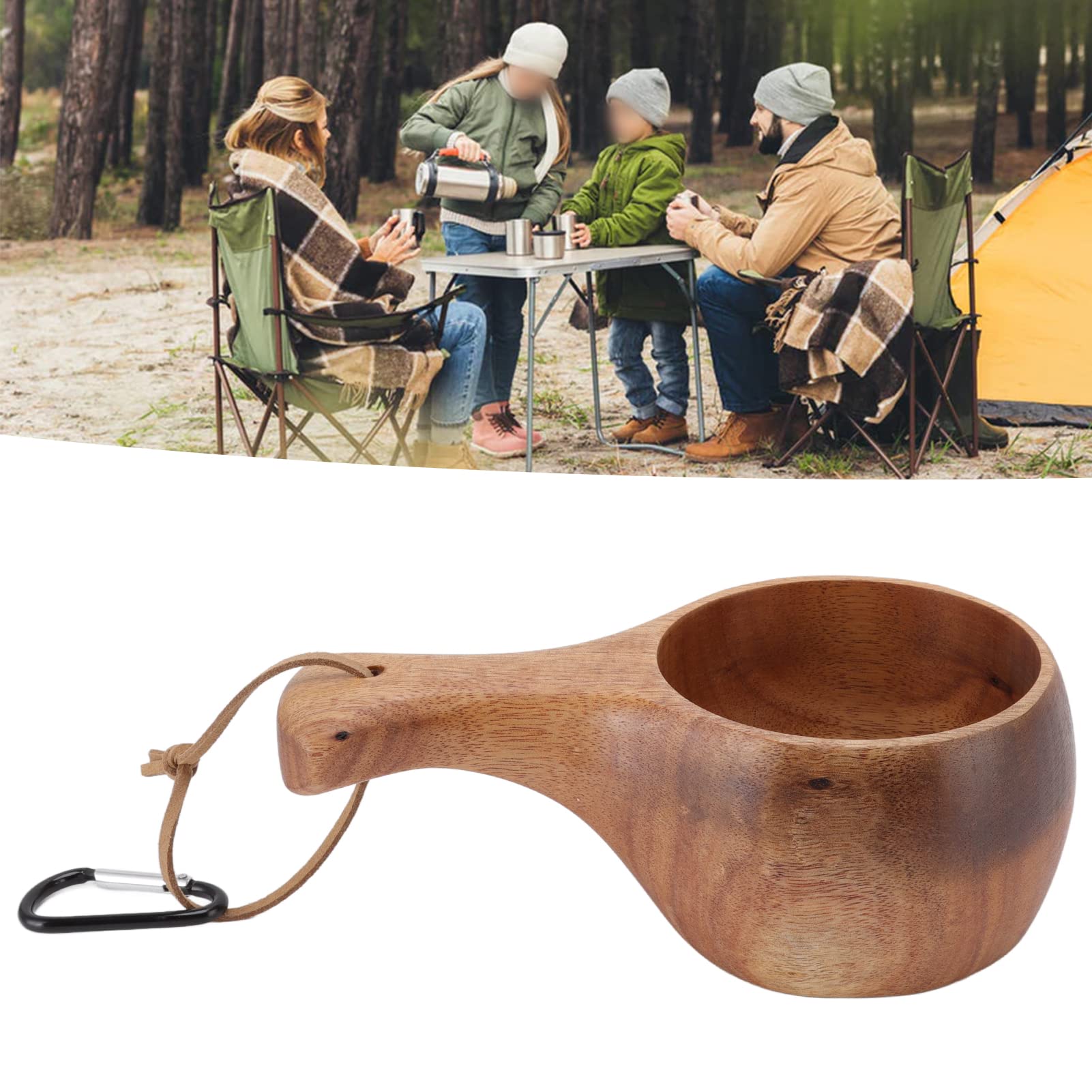TOPINCN handcrafted wooden mug with smooth hand-polished texture.