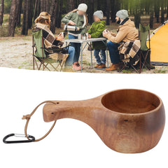 TOPINCN handcrafted wooden mug with smooth hand-polished texture.