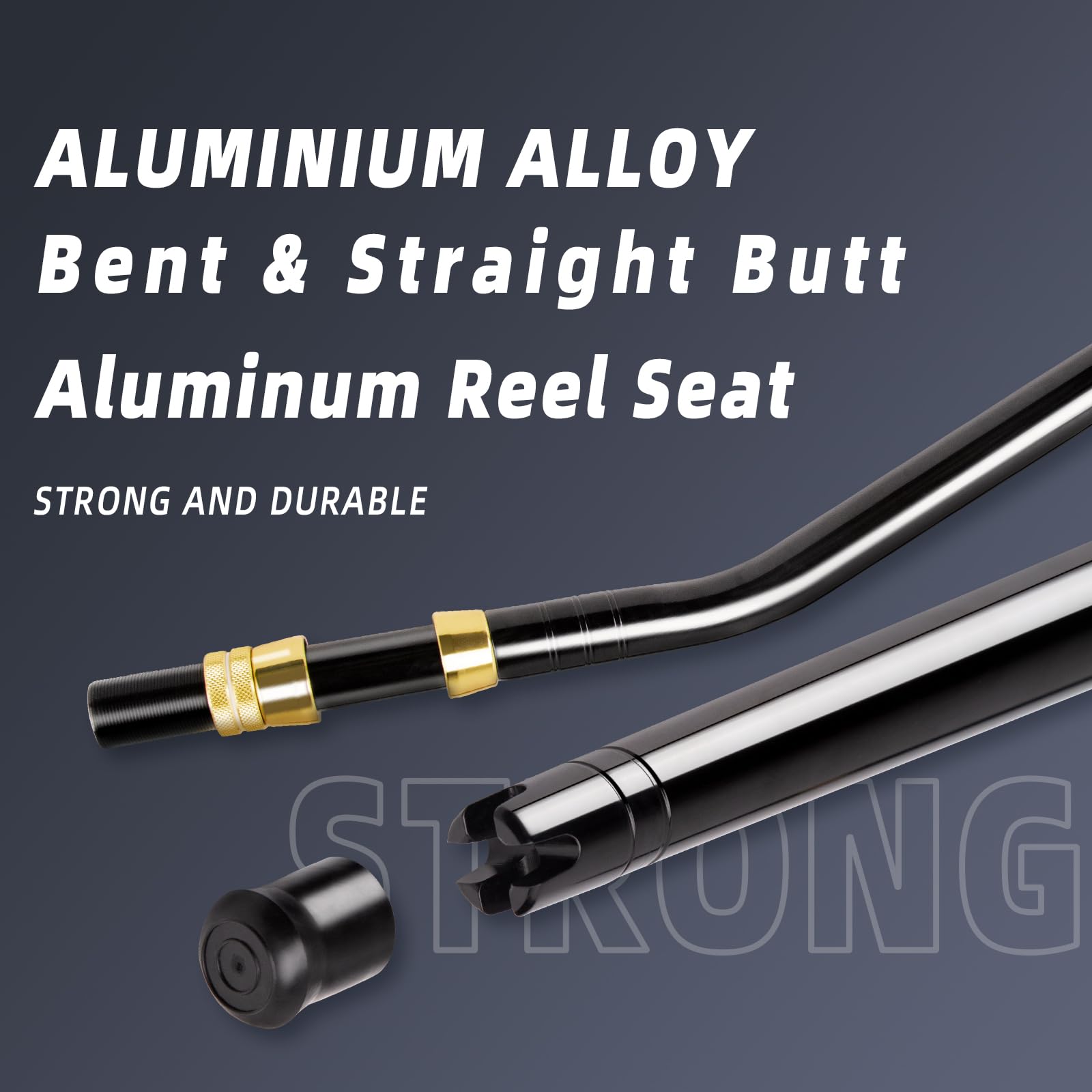 Topline Tackle aluminum reel seat keeps heavy reels solidly fixed