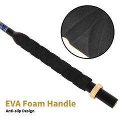 Topline Tackle BlueSpear 6'6 Bent Rod angled-shot shows reinforced fiberglass for strength.