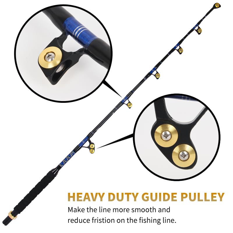 Topline Tackle BlueSpear 6'6 Bent Rod reel-seat closeup emphasizes durable aluminum reel seat.