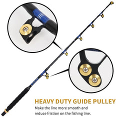 Topline Tackle BlueSpear 6'6 Bent Rod reel-seat closeup emphasizes durable aluminum reel seat.