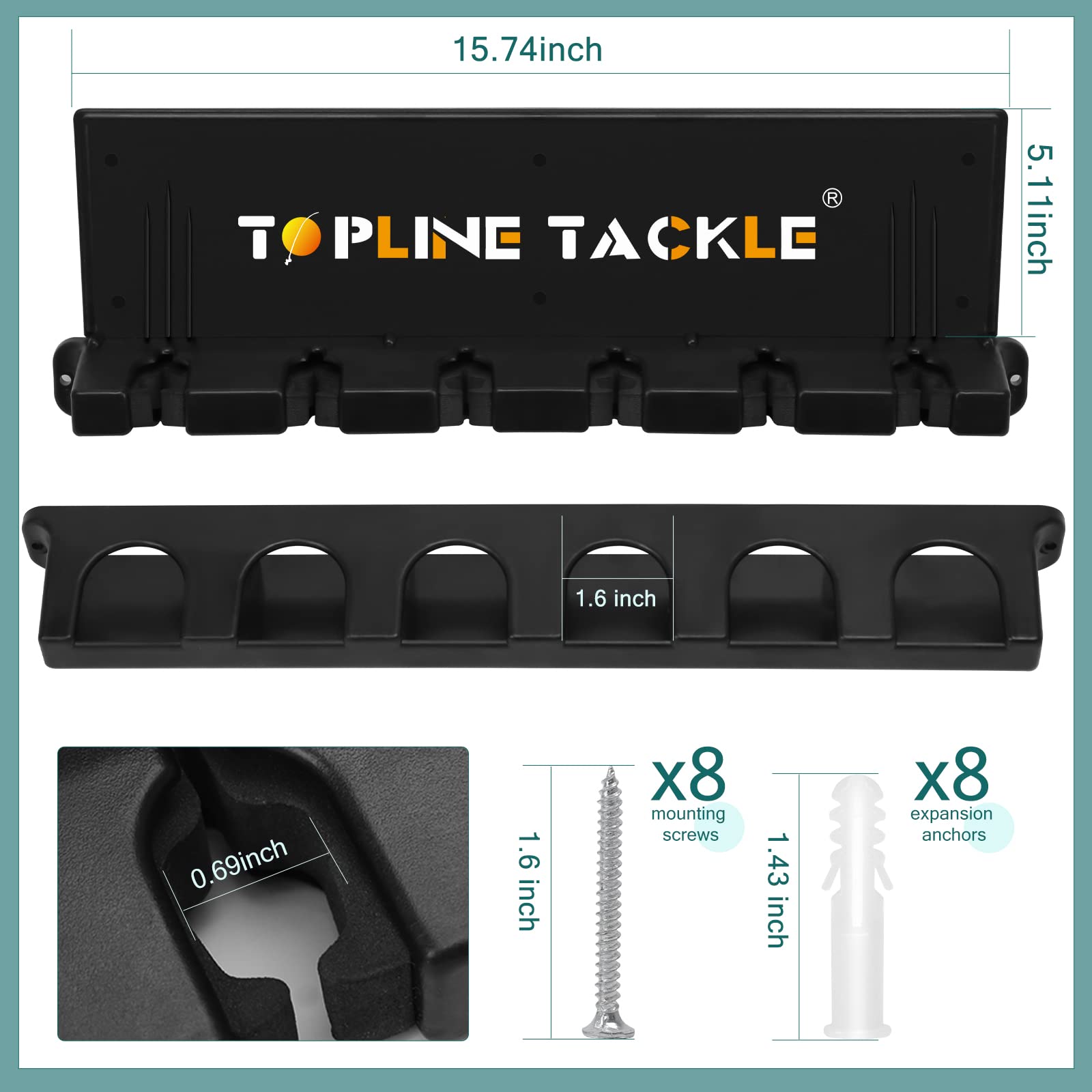 Topline Tackle EVA foam grip closeup shows protective, durable rod surface protection.