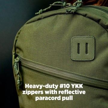 Topo Designs Daypack Tech dimensions 11 by 19 by 5 inches for compact storage.