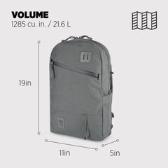 Topo Designs Daypack Tech front pocket access for quick, organized item retrieval.
