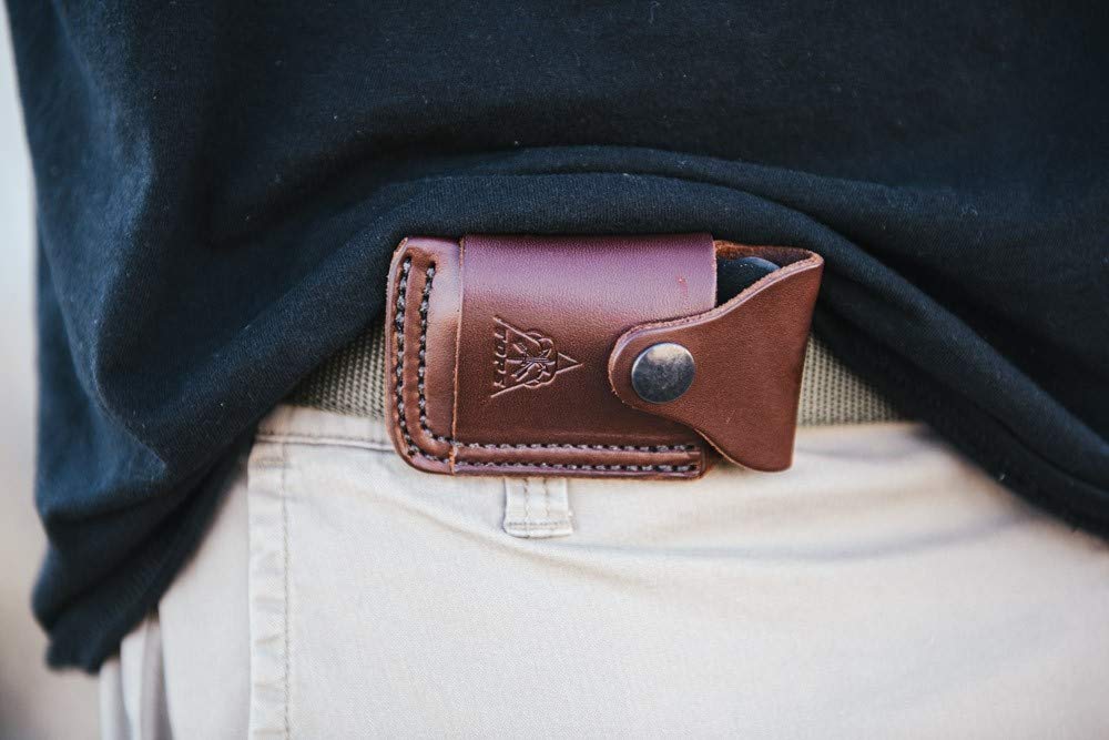 Leather sheath on the TOPS Mini Sling enables versatile carry