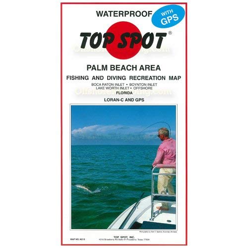 Topspot Fishing Map N213 Palm Beach Area back view highlights key fishing spots and routes.