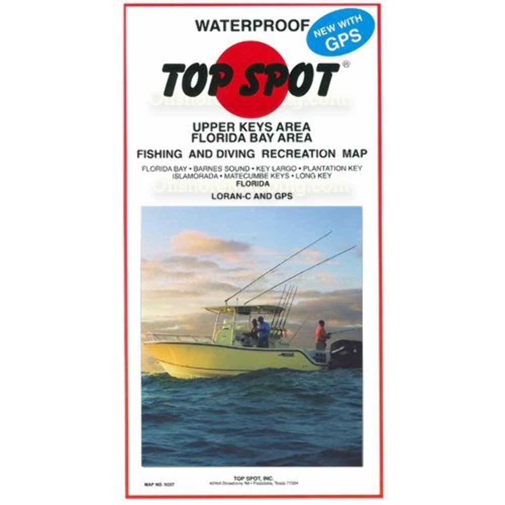 Topspot Map N207 Upper Keys Area front view with vivid coastlines for easy travel planning.
