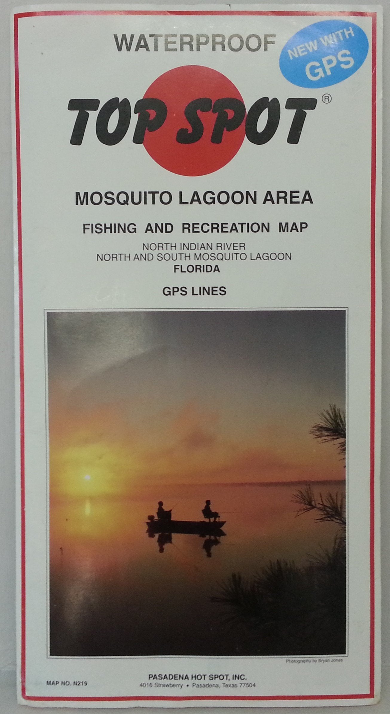 Top Spot N219 map Mosquito Lagoon shows key fishing spots and ramps for easy planning