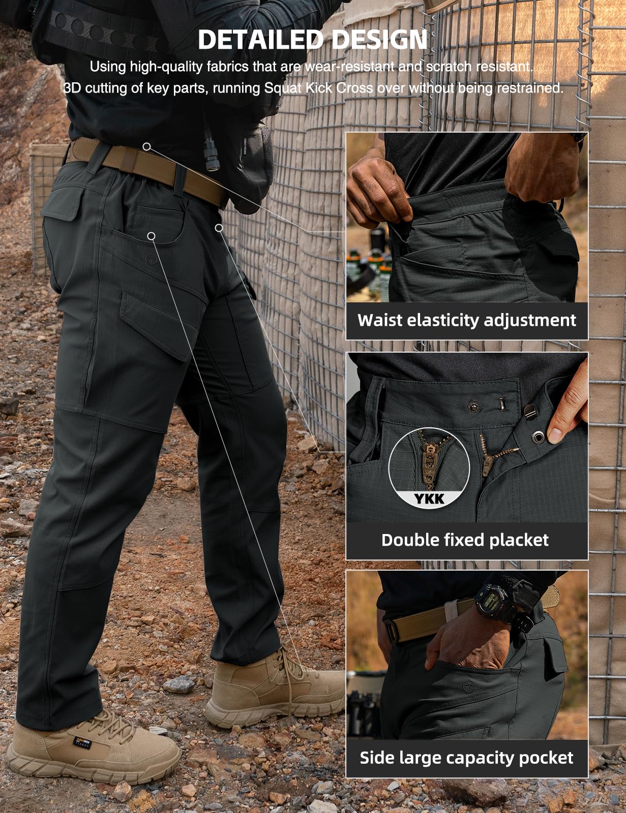 TOPTACPRO Tactical Pants water-repellent coating keeps gear dry in light rain