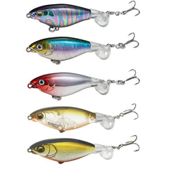 Topwater bass lure with realistic 3D eyes and rotating tail