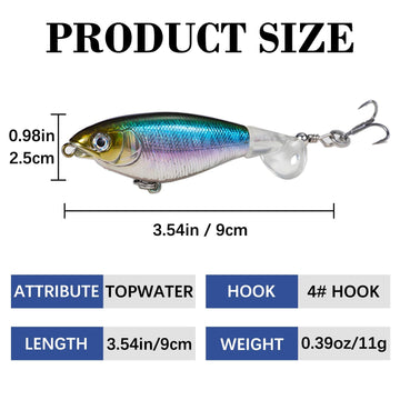 Five-piece topwater lure set displayed together