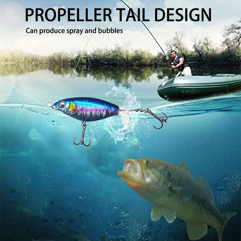 Topwater lures attracting bass in freshwater and saltwater