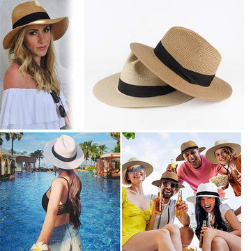 Foldable straw hat rolled for packing for easy travel