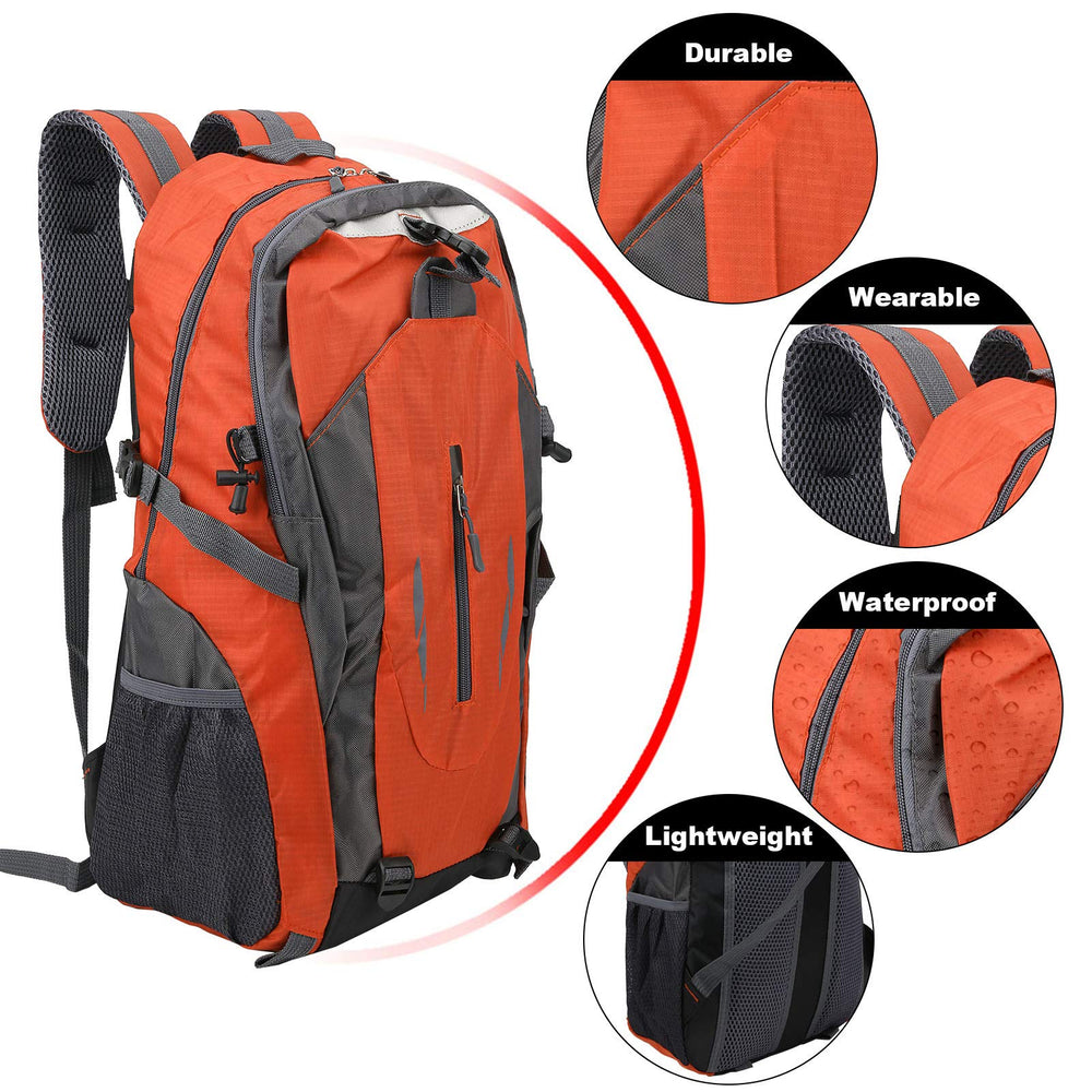 Topyond lightweight nylon backpack reducing load on outdoor trips.
