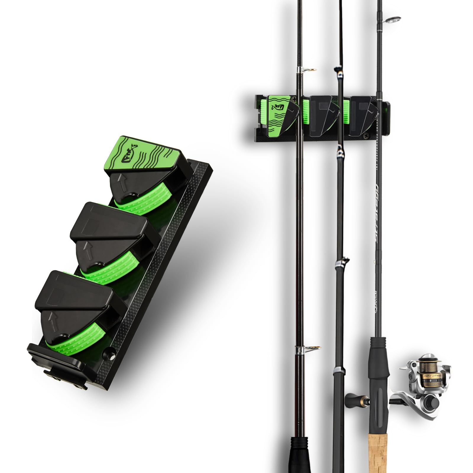 TORIOX expandable fishing rod holder mounted on wall