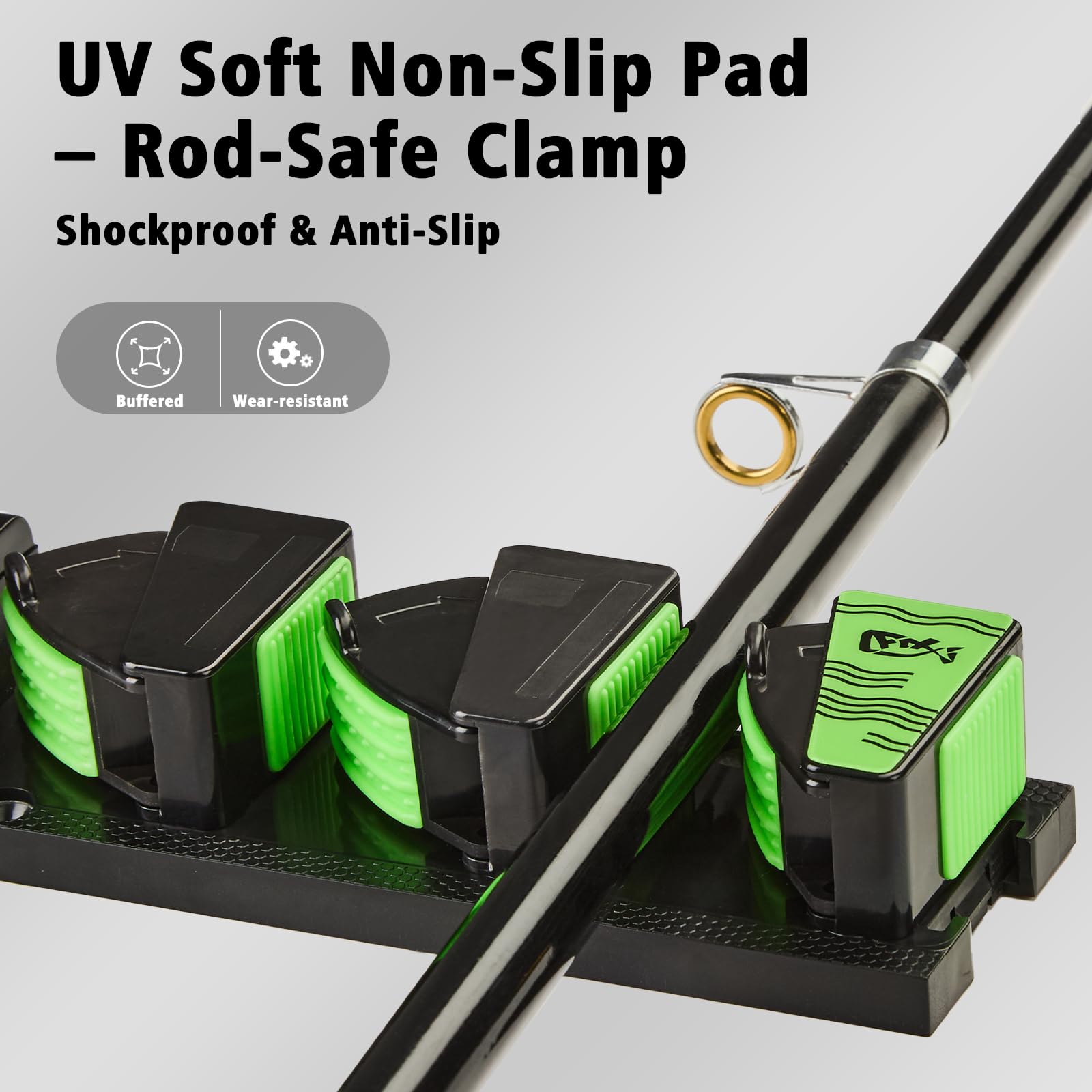 UV silicone spring clips grip fishing rods securely