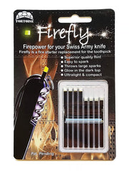 Tortoise Gear Firefly regular firestarter in a Swiss Army knife, showing strong sparks