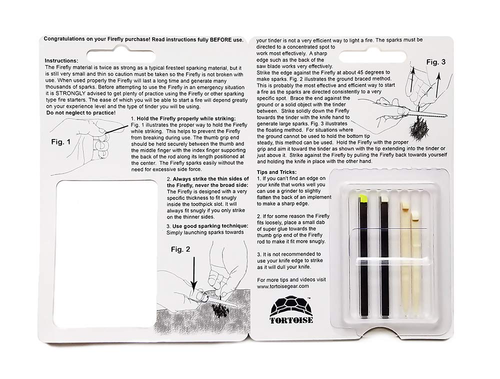 Tortoise Gear Firefly 1-month warranty against manufacturing defects.