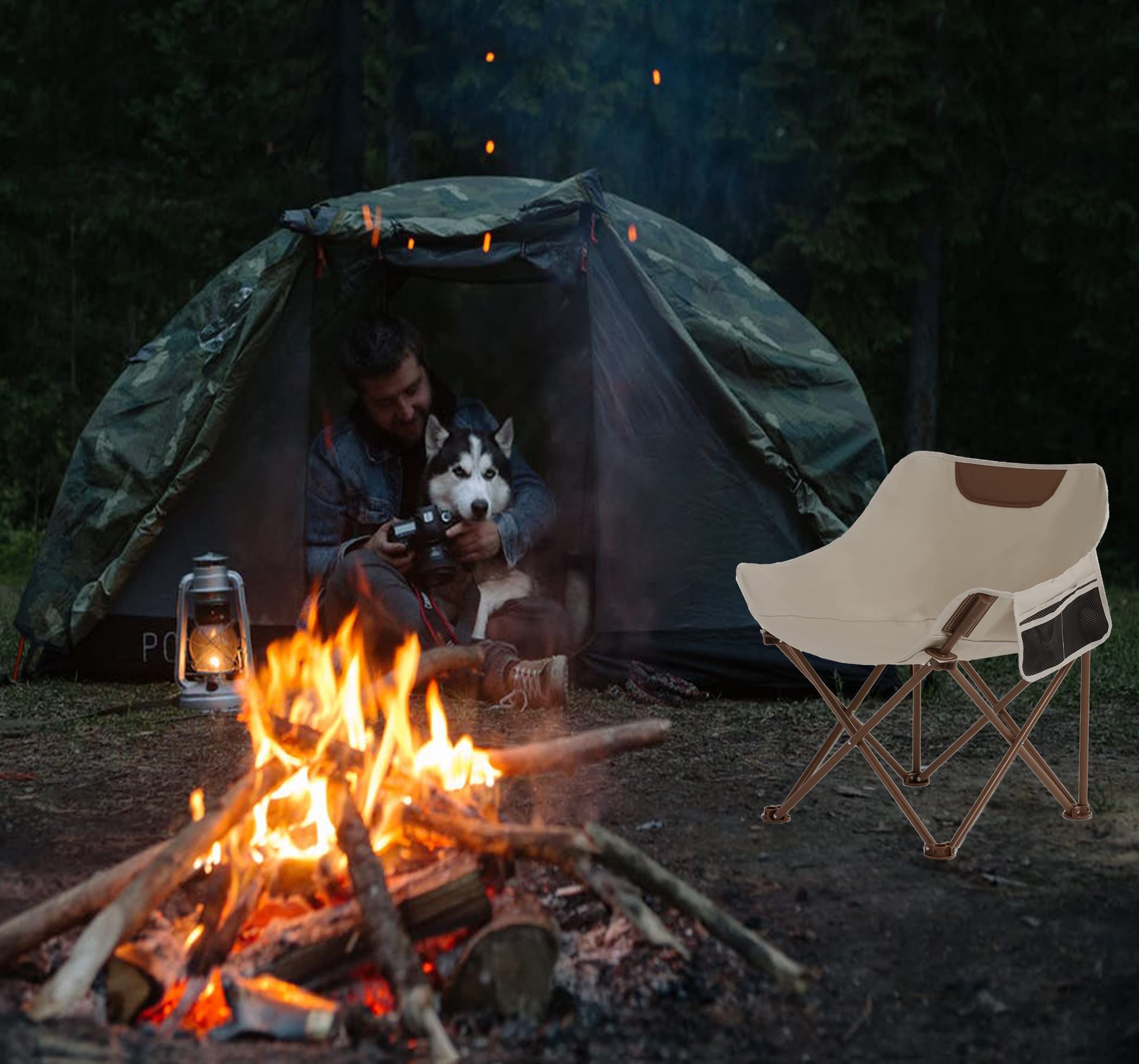 TOSAMC camping chair on the beach demonstrates casual outdoor seating.