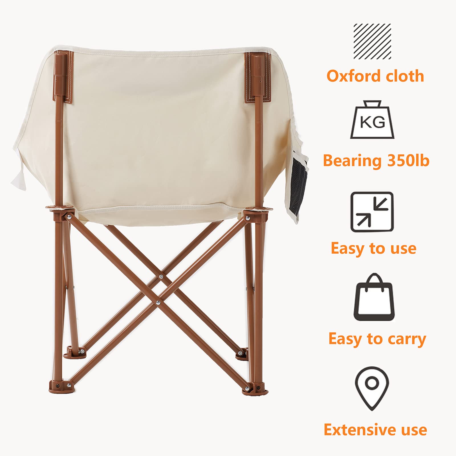 TOSAMC camping chair unfolding action highlights simple setup in seconds.