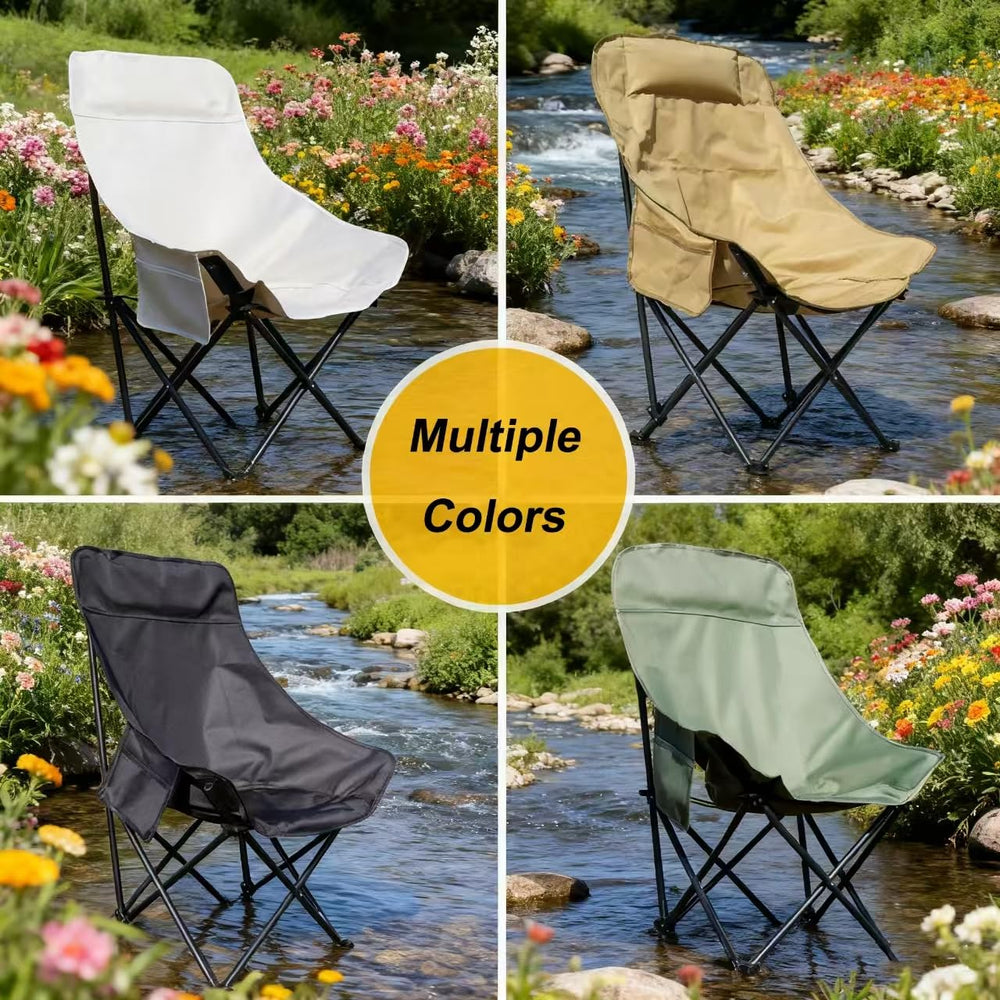 TOSAMC camping setup chair beside campfire for resting