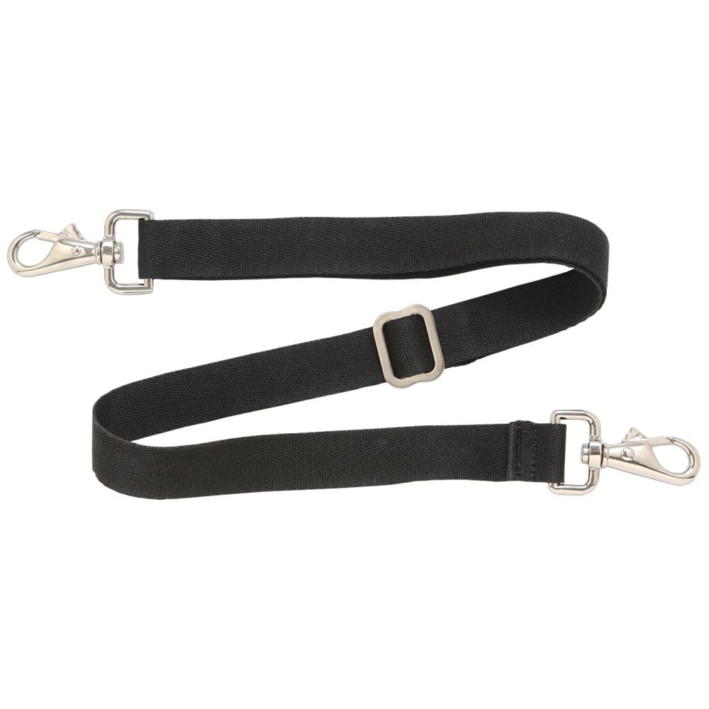 Tough-1 replacement blanket strap in black with elastic webbing for secure horse blanket fit.