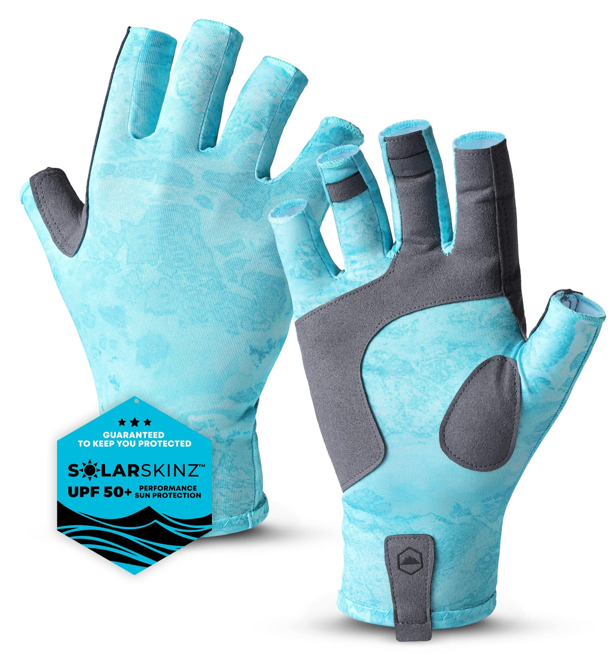Light blue Tough Outdoors UV Fishing Gloves, fingerless design