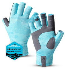 Light blue Tough Outdoors UV Fishing Gloves, fingerless design
