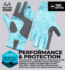 Close-up of reinforced palm grip on UV fishing gloves