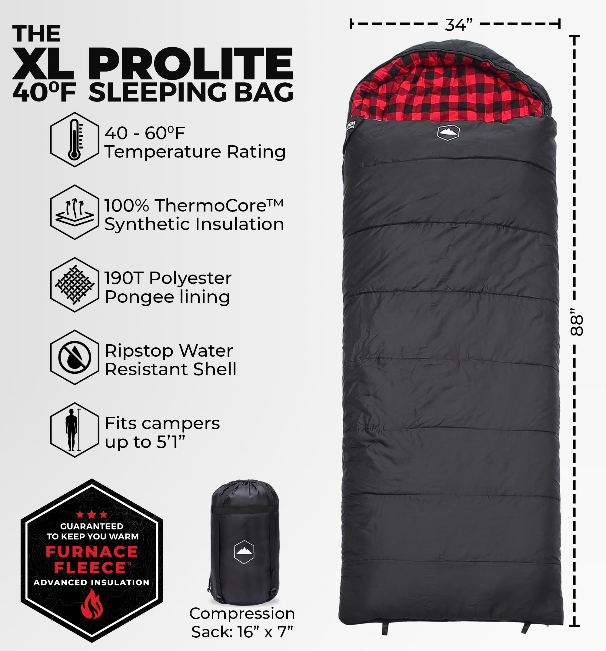 Tough Outdoors sleeping bag shell and ripstop fabric resisting light rain and dew