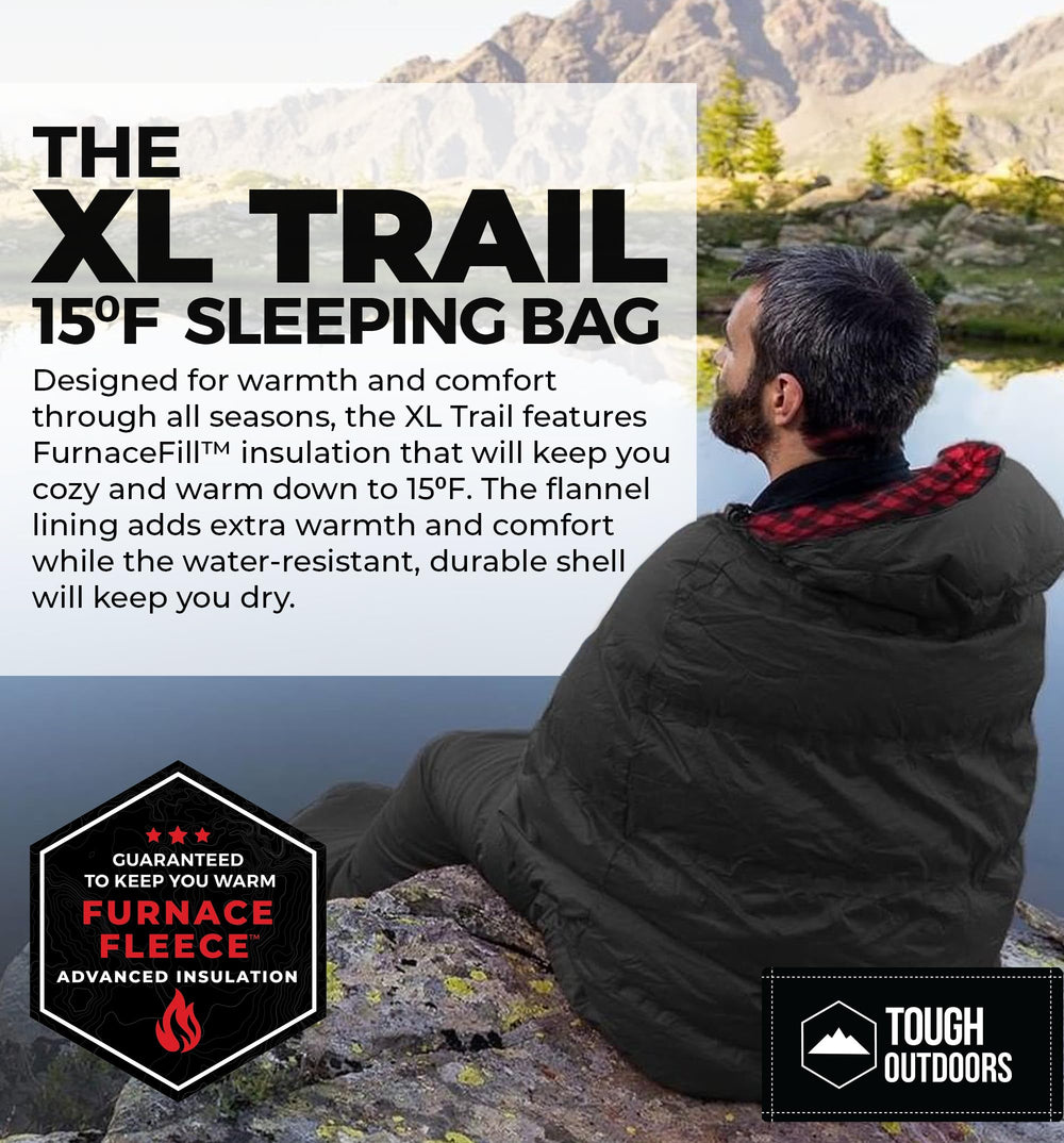 Tough Outdoors XL Trail bag converted into double blanket for shared warmth under stars