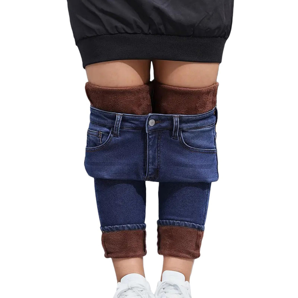 Toumov Womens Winter Fleece-Lined Jeans high waist design for layering