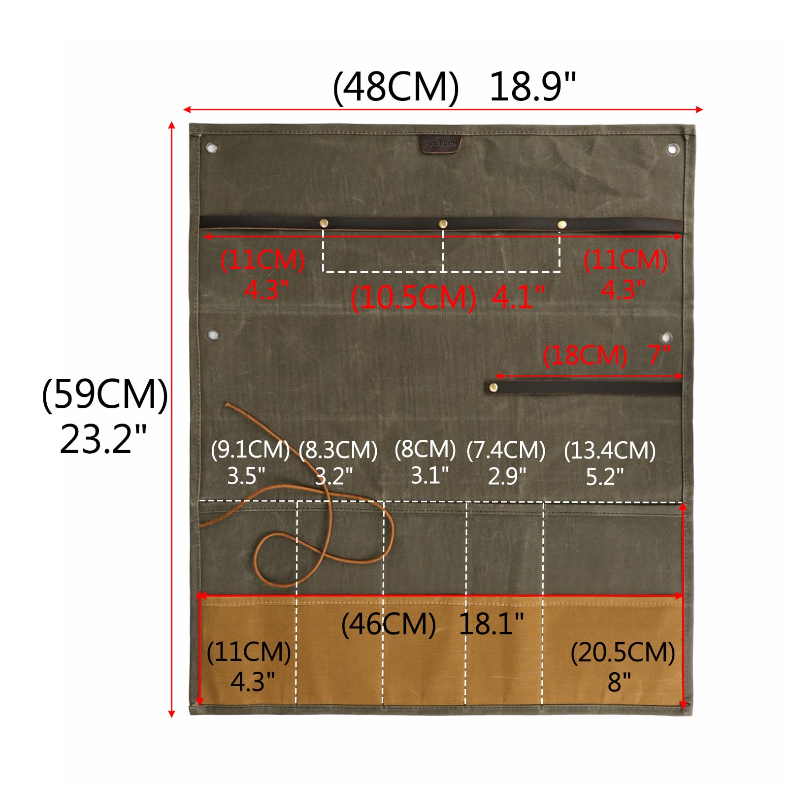 Tourbon durable canvas material close-up highlighting wear-resistance.