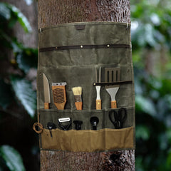 Tourbon outdoor tableware roll organizer ready for family trips.