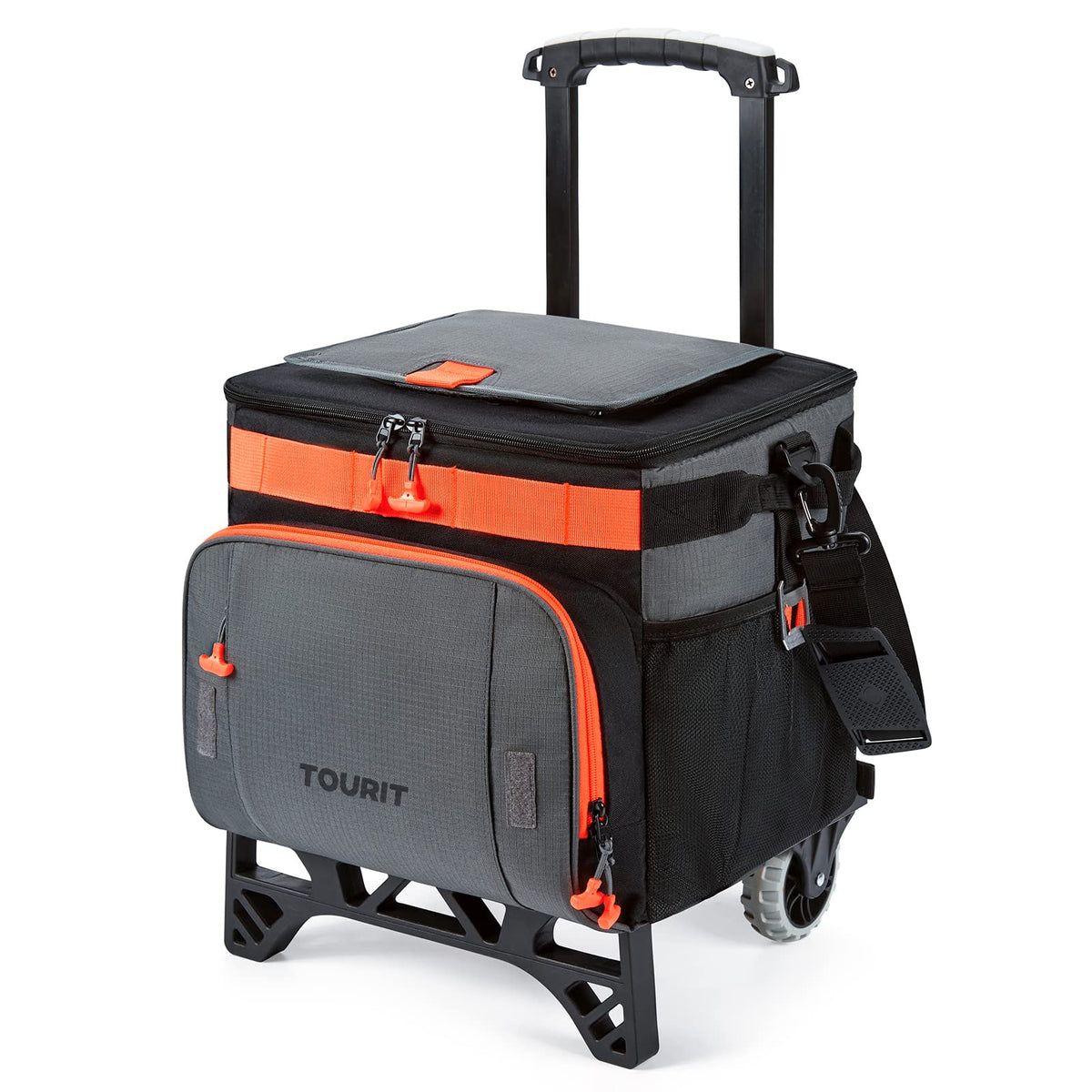 TOURIT 50-can rolling cooler front view for beach picnics and tailgates.